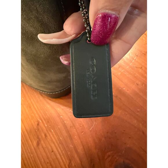 Coach Jude Duffle Bag in army green suede and smooth grain leather - Picture 6 of 8